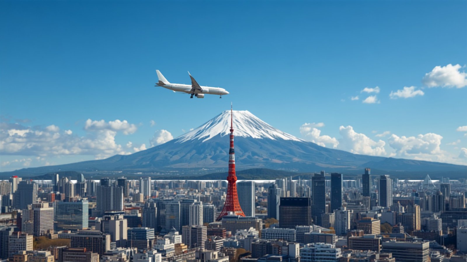 富士山と飛行機・東京タワー